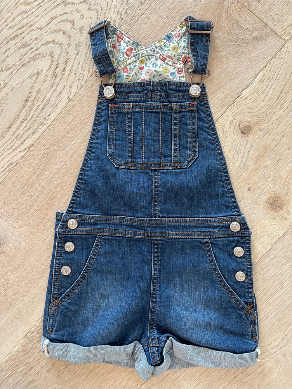 Boden Blue Denim Short Overalls girls 3-4 years